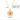 Gold necklace with a red pendant, showing measurements on a white background.