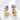 Pair of gold and silver bird-shaped earrings on a white surface.