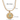 Gold necklace with measurements on a white background