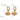 Gold earrings with measurements labeled on a white background