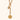 Gold necklace with heart and circular pendant on a beige background