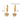 Gold heart-shaped earrings with measurements on a white background