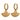 Gold hoop earrings with fan-shaped designs on a white background