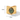 Gold ring with a green stone, shown with measurements on a white background