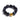Black beaded bracelet with a gold accent on a white background