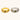 Two rings, one gold and one silver, with embedded gemstones on a white background.