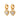 Gold hoop earrings with heart-shaped charms on a white background