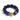 Navy blue beaded bracelet with a gold accent on a white background