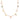 Gold necklace with colorful beads on a white background