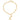 Gold chain necklace with a tag on a white background