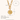 Gold necklace with pendant and measurement details on a white background