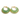 A pair of gold hoop earrings with a light green crescent-shaped stone inlay, displayed on a clean white background.