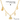 Gold necklace with various charms on a white background