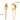 Gold hoop earrings with chain details and measurements on a white background