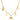 Gold necklace with various charms on a white background