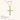 Gold necklace with green pendant and measurements on a white background