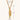 Gold fish-shaped pendant on a chain with measurements indicated