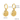Gold hoop earrings with engraved designs, showing measurements and material details on a white background.