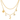 Gold necklace with various charms on a white background