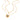 Gold necklace with a blue stone pendant on a white background